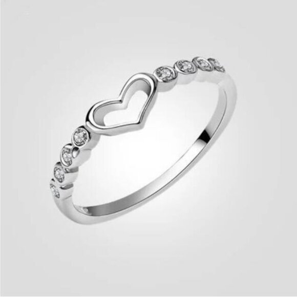 Super Lovely Heart Sweet Many Tiny Zircon Filled Silver Ring for Women, VIP459 - Picture 2 of 8